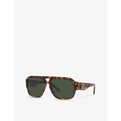 Shop Dolce & Gabbana Women's Brown Dg4403 Pilot-frame Acetate Sunglasses