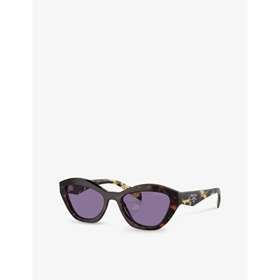 Prada Womens Brown Pr A02s Butterfly-frame Acetate Sunglasses In Brown