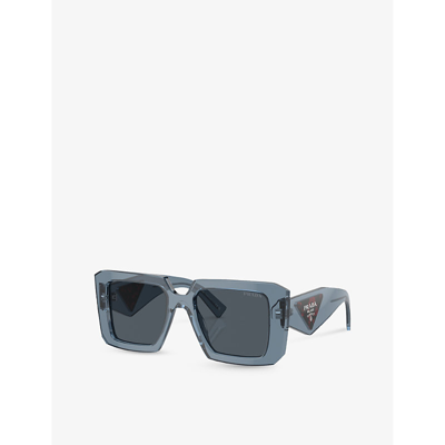 Prada Triangle-logo Square Sunglasses In Grey