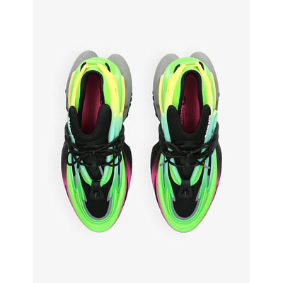 Balmain Neoprene And Leather Unicorn Sneakers In Black/comb