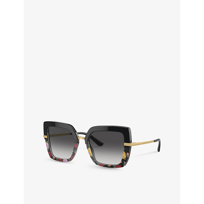 Shop Dolce & Gabbana Women's Black Dg4373 Square-frame Acetate Sunglasses