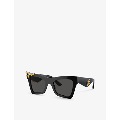 Shop Dolce & Gabbana Women's Black Dg4434 Cat-eye Frame Acetate Sunglasses