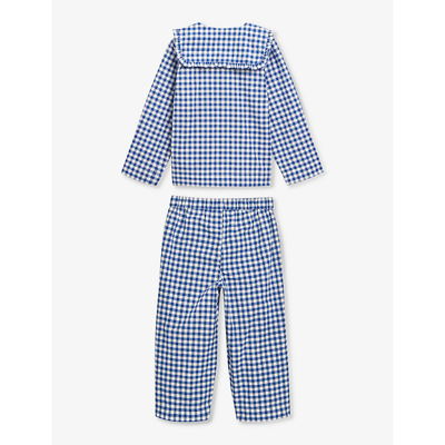 Shop Whistles Gingham-print Cotton Pyjamas 3-9 Years In Blue