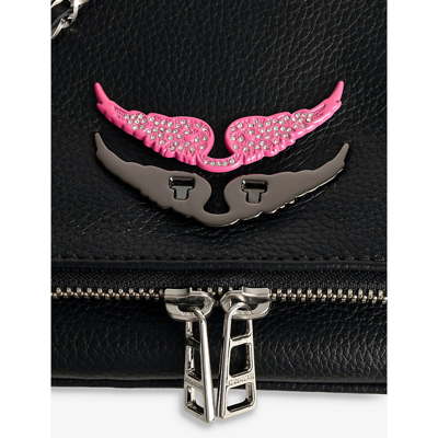 Shop Zadig & Voltaire Zadig&voltaire Fluo Pink/crystal Swing Your Wings Rhinestone-encrusted Metal Badge