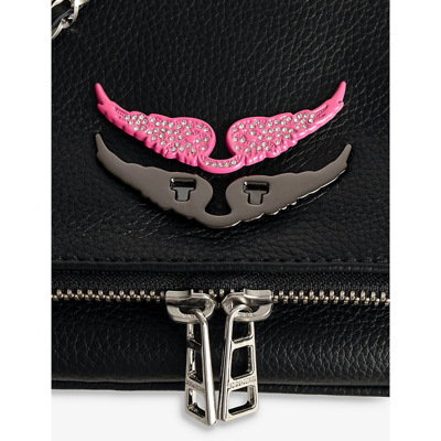 Zadig & Voltaire Womens Fluo Pink/crystal Swing Your Wings Rhinestone-encrusted Metal Badg In Fluo Pink/crystal