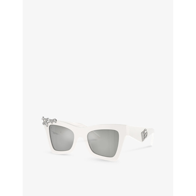 Shop Dolce & Gabbana Women's White Dg4434 Cat-eye Frame Acetate Sunglasses