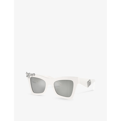 Dolce & Gabbana Dg4434 Cat-eye Frame Acetate Sunglasses In White