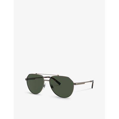 Shop Dolce & Gabbana Women's Brown Dg2288 Pilot-frame Steel Sunglasses