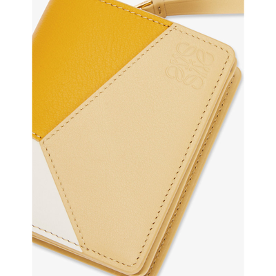 Shop Loewe Womens Sunflower /white Puzzle Compact Leather Zip Wallet