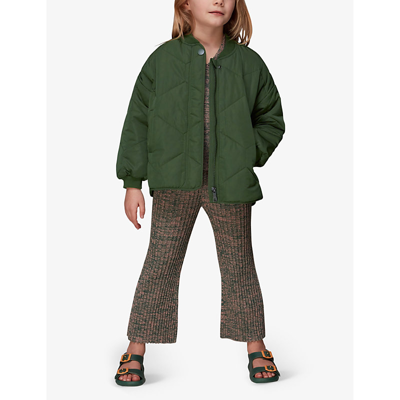 Shop Whistles Boys Khaki/olive Kids Frida Quilted Recycled-polyester Coat 3-12 Years
