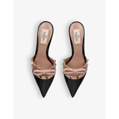 Shop Valentino Rockstud 60 Patent-leather Mules In Blk/other