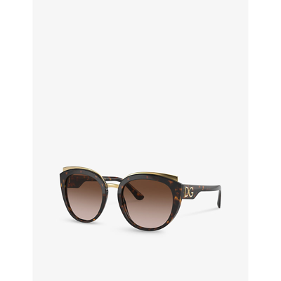 Shop Dolce & Gabbana Women's Brown Dg4383 Butterfly-frame Acetate Sunglasses