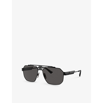 Shop Dolce & Gabbana Women's Black Dg2294 Pilot-frame Steel Sunglasses