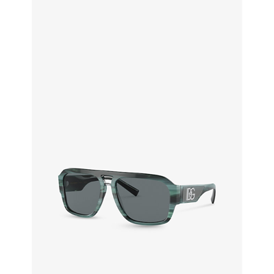 Shop Dolce & Gabbana Women's Blue Dg4403 Pilot-frame Acetate Sunglasses