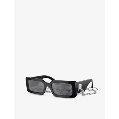 Shop Dolce & Gabbana Women's Black Dg4416 Rectangle-frame Acetate Sunglasses