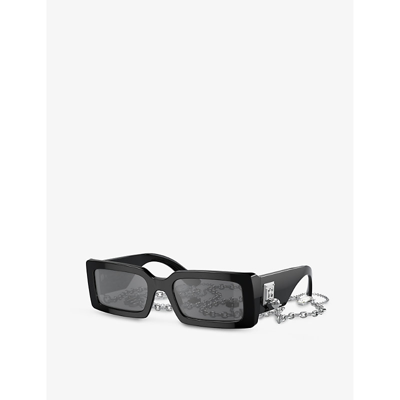 Dolce & Gabbana Womens Black Dg4416 Rectangle-frame Acetate Sunglasses In Black