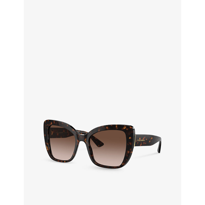Shop Dolce & Gabbana Women's Brown Dg4348 Butterfly-frame Acetate Sunglasses