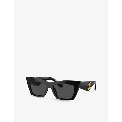 Shop Dolce & Gabbana Women's Black Dg4435 Cat-eye Frame Acetate Sunglasses