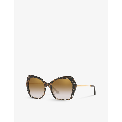 Shop Dolce & Gabbana Women's Gold Dg4399 Butterfly-frame Acetate Sunglasses