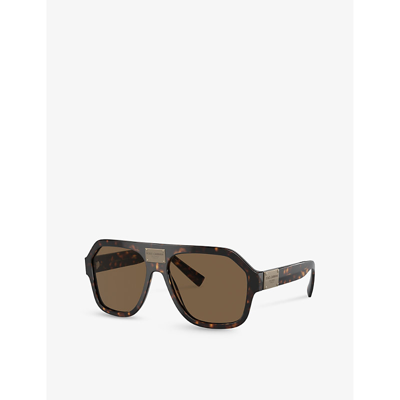 Shop Dolce & Gabbana Women's Brown Dg4433 Pilot-frame Acetate Sunglasses
