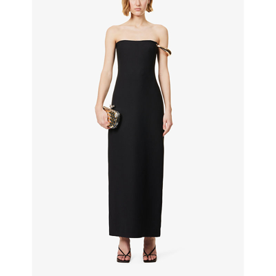 Shop Gabriela Hearst Womens Black Anica Strapless Wool And Silk-blend Maxi Dress