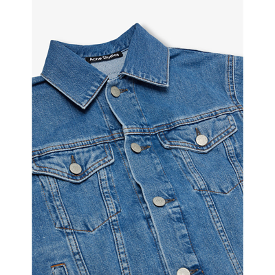 Shop Acne Studios Brand-patch Denim Jacket 4-12 Years In Mid Blue