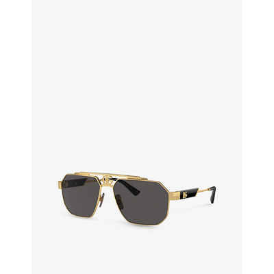 Shop Dolce & Gabbana Women's Gold Dg2294 Pilot-frame Steel Sunglasses