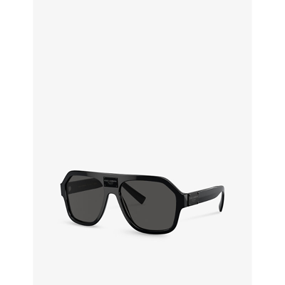Shop Dolce & Gabbana Women's Black Dg4433 Pilot-frame Acetate Sunglasses