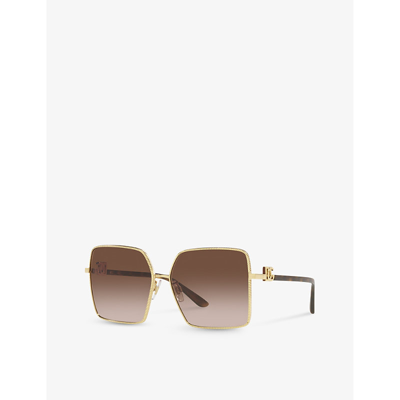Shop Dolce & Gabbana Women's Gold Dg2279 Square-frame Metal Sunglasses