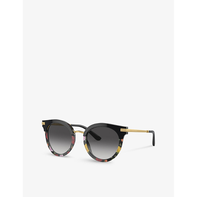 Shop Dolce & Gabbana Women's Black Dg4394 Phantos-frame Acetate Sunglasses