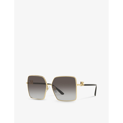 Shop Dolce & Gabbana Women's Gold Dg2279 Square-frame Metal Sunglasses