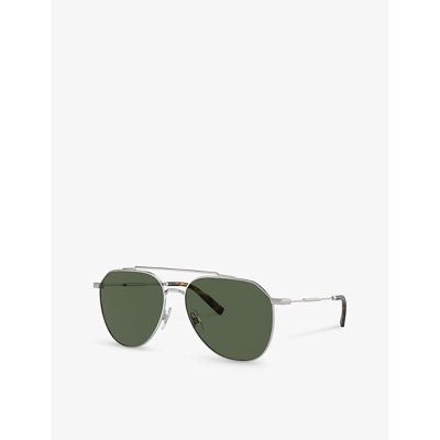 Shop Dolce & Gabbana Women's Silver Dg2296 Pilot-frame Steel Sunglasses