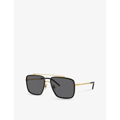 Shop Dolce & Gabbana Women's Gold Dg2220 Square-frame Metal Sunglasses