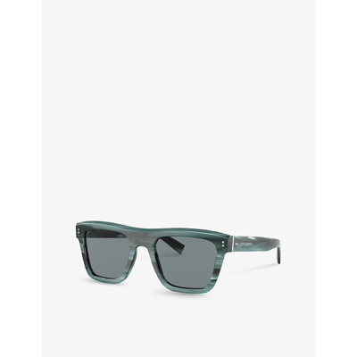 Shop Dolce & Gabbana Women's Blue Dg4420 Square-frame Acetate Sunglasses