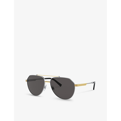 Shop Dolce & Gabbana Women's Silver Dg2288 Pilot-frame Steel Sunglasses