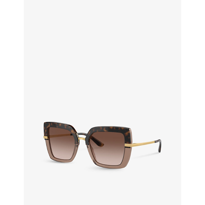 Shop Dolce & Gabbana Dg4373 Square-frame Acetate Sunglasses In Brown