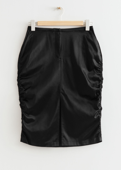 Shop Other Stories Crinkled Pencil Midi Skirt In Black