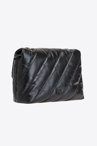 Pinko Big Love Bag Puff Maxi Quilt In Nero-old Silver