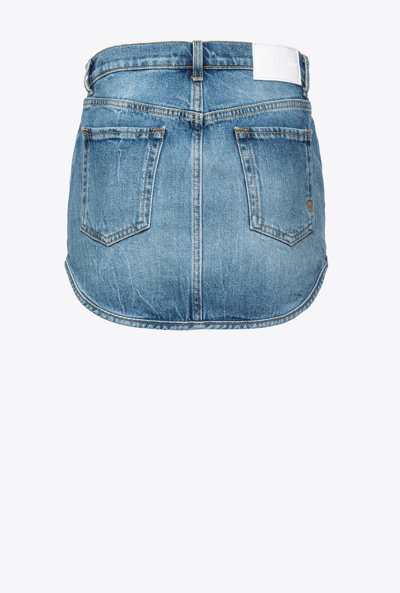 Shop Pinko Stretch Denim Mini Skirt In Dark Vintage Wash