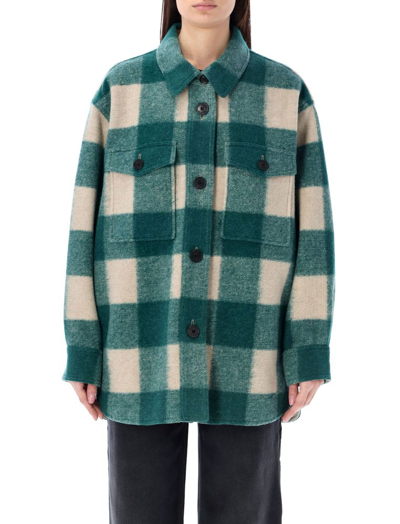 Shop Isabel Marant Étoile Harveli Checked Buttoned Overshirt In Multi