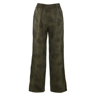 Shop Golden Goose Deluxe Brand Motif Embroidered Wide Leg Pants In Green
