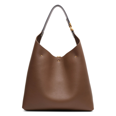 Shop Chloé Marcie Taupe Leather Shoulder Bag