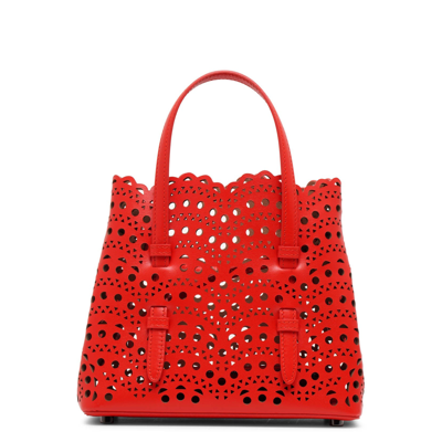 Shop Alaïa Mina 20 Vienne Vague Red Leather Tote Bag