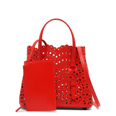 Shop Alaïa Mina 20 Vienne Vague Red Leather Tote Bag