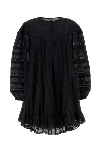 Shop Isabel Marant Ruffled Hem Embellished Dress In Black