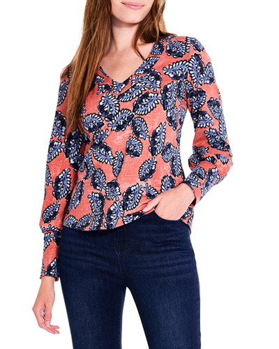 Nic + Zoe Amber Blues V-neck Blouse