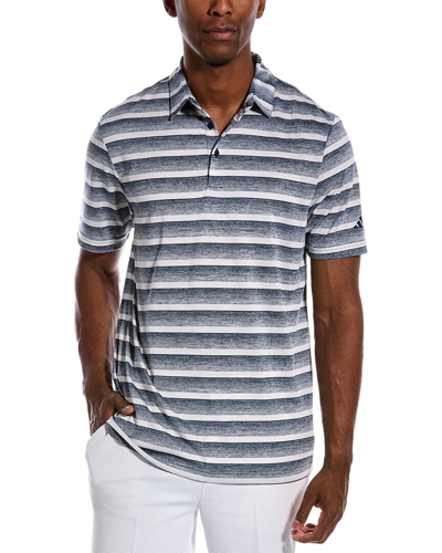 Shop Adidas Golf Two-color Stripe Polo Shirt In Blue