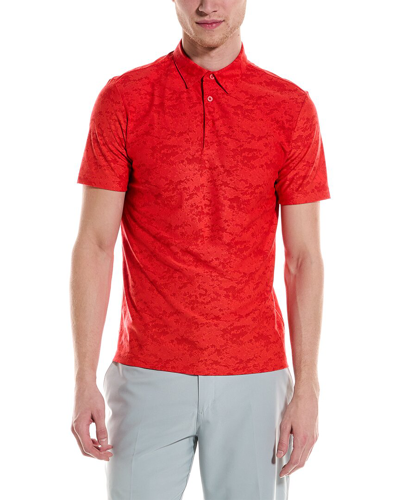 Shop Adidas Golf Textured Polo Shirt In Red