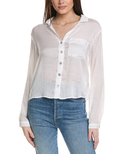 Shop Bella Dahl Notch Collar Pocket Button-down Shirt In White