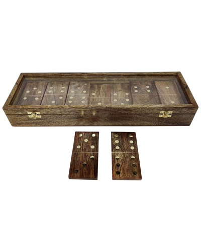 Shop Sagebrook Home 19x6 Dominoes Box In Brown